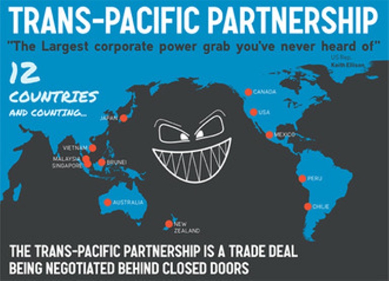 lustrasi ancaman liberalisasi dibalik TPP. Indonesia diperkirakan hanya akan menjadi pasar (dok. campaign350.org)